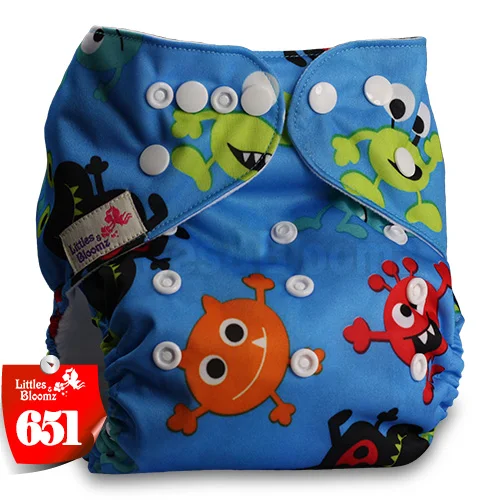 [Littles&Bloomz] Детские моющиеся тканевые подгузники одного размера, многоразовые карманные подгузники с вкладышами, доступные для детей 0-3 лет, 3-15 кг, один размер - Цвет: 651