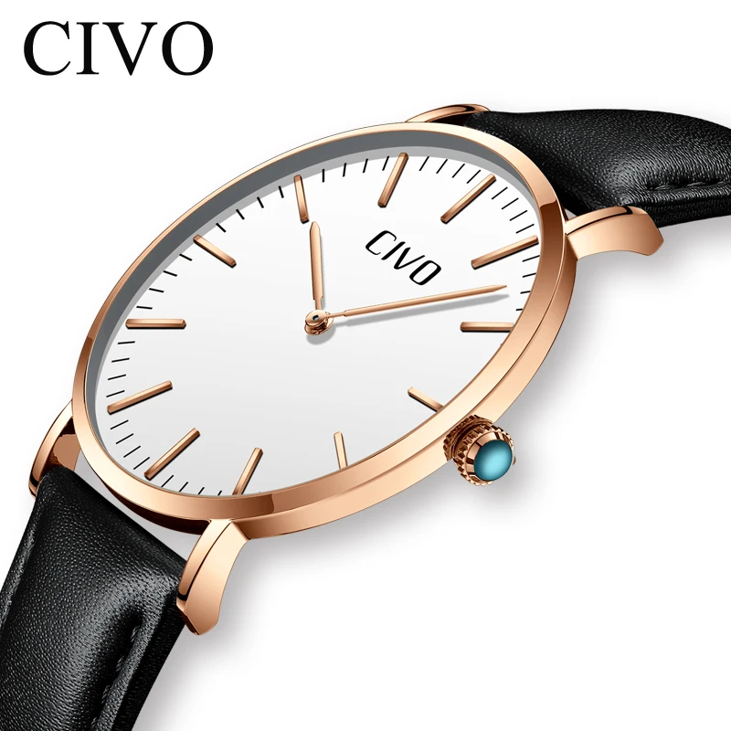 CIVO Ultra Thin Quartz Mens Watches Simple Classic Design Analogue Wrist Watch Men Waterproof Business Casual Leather Male Clock | Наручные