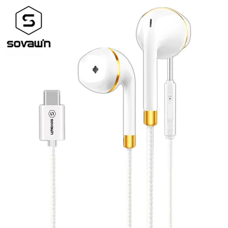 Проводные наушники Sovawin Type C с микрофоном стереонаушники высоким басом и USB