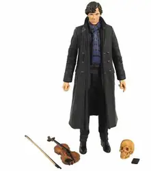 Новый Poseable руки 221B детектив Шерлок Холмс Бенедикт камбербэтч с телефоном скрипка череп 13 см фигурку фигурка игрушки