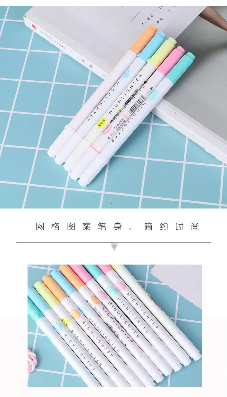 5 pcs/lot Double Head Highlighter Cute Eye Protection Drawing marker pens office school writing supplies Stationery gift