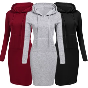 

Velvet Hooded Hoodie Dress Women 2020 Spring Autumn Sweatshirts Long Sleeve Hoodies Pockets Sweatshirt Hoody Pullovers Dresses