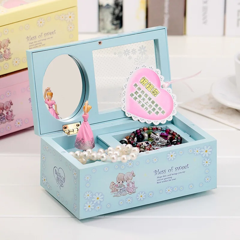 Caja de música de bailarina espejo rectangular caja de joyería Musical cajas de música niñas carrusel novia San Valentín regalo Caja de música de bailarina espejo rectangular caja de joyería Musical cajas de música niñas carrusel novia San Valentín regalo