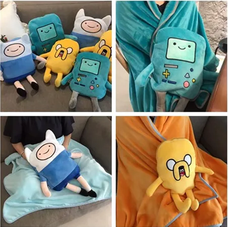 

Candice guo plush toy stuffed doll cartoon Adventure Time robot pillow cushion with blanket office rest sleeping warm baby gift
