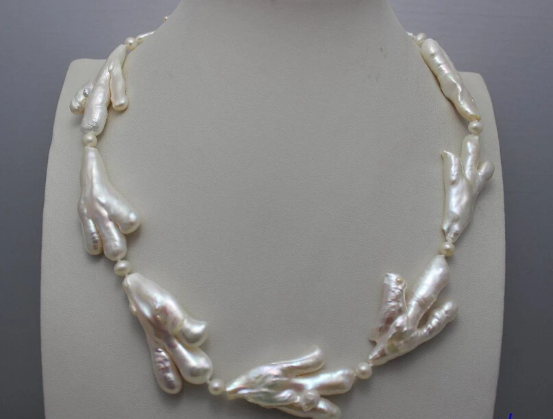 

FREE SHIPPING>>>@@ > N3803 fresh water pearl necklace white Chicken-shaped & 5mm beads alloy clasp