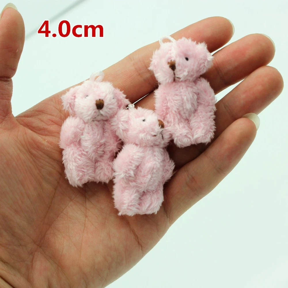 100pcs Mini Joint Teddy Bear 4.5cm Plush Stuffed  Wedding Box Garment & Hair Accessories Decor Doll