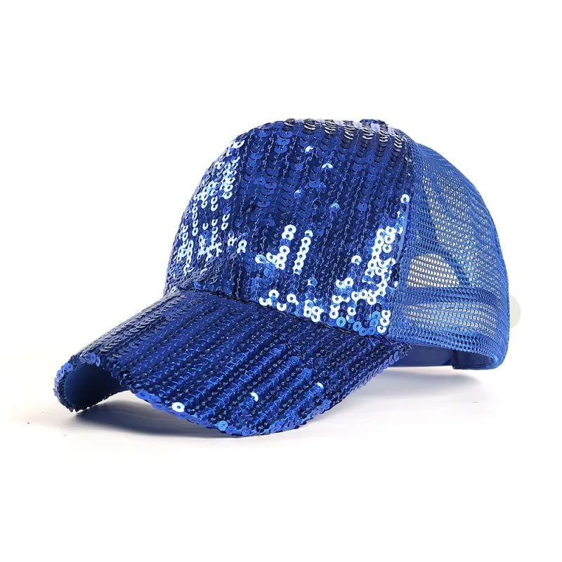 

Unisex Fashion Trend Solid Color Sequins Baseball Cap Mesh Breathable Cap Sunscreen Sun Hat
