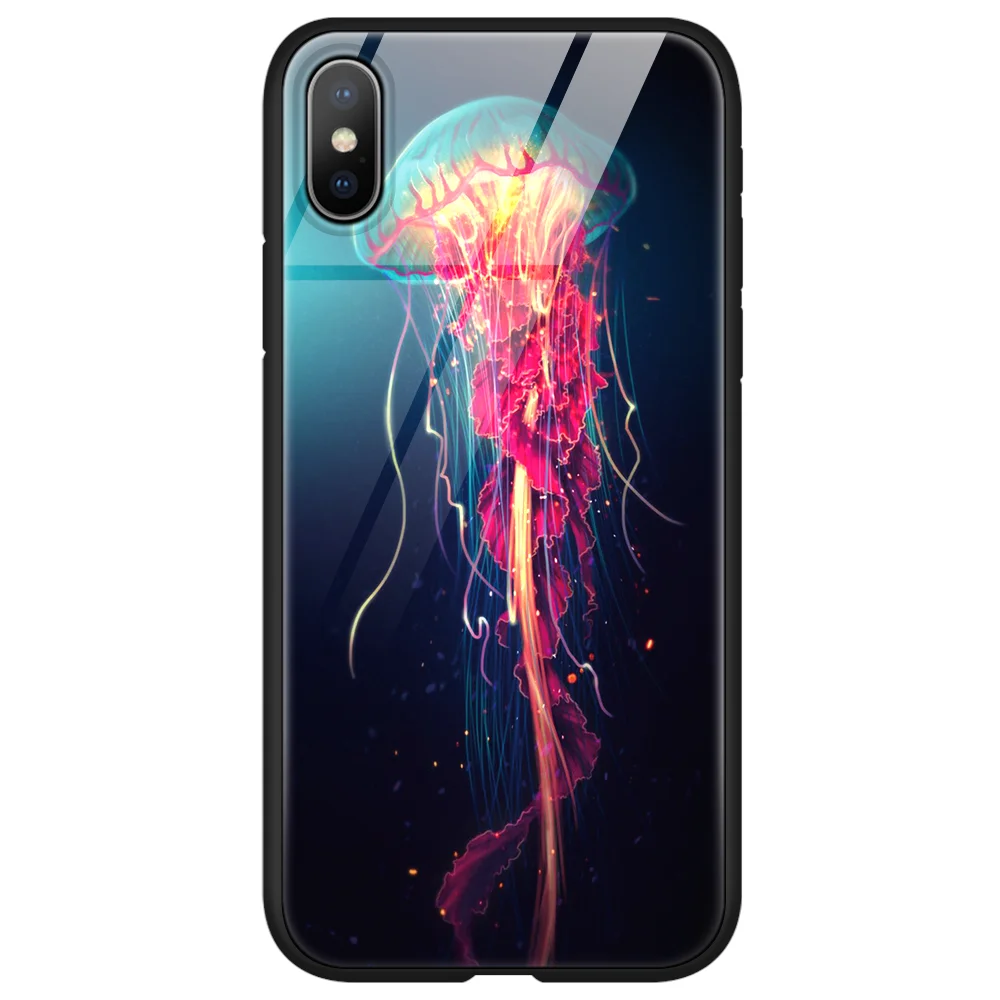 Роскошный чехол из закаленного стекла TPU для Fundas iPhone 11 Pro X XR XS Max 3D принт Космос Coque для iPhone 6 6S 7 8 Plus 10 чехол для телефона - Цвет: shuimu