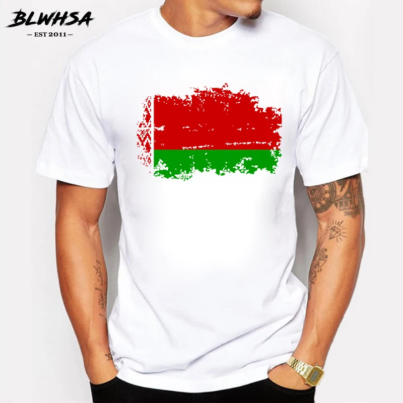 

BLWHSA Belarus Flag T Shirts Men Fashion Classic Short Sleeve Cotton Belarus Ethnic Summer T-shirt Funny Nostalgia Tops Tees