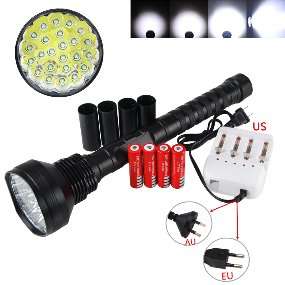

Super Bright 6000LM 24x XML T6 LED Flashlight Torch Camping Light 4*18650 + CH