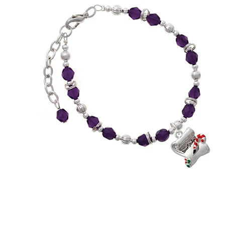 Dear Santa Letter Purple Beaded Bracelet