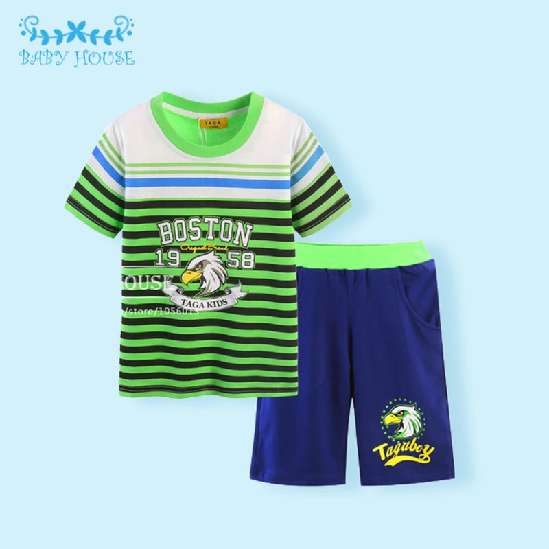 

2-5 Years Boys Short Sleeve Clothing Set Summer Striped T-Shirt + Pants Boy'S Suits Children'S Clothes Trousers Tops Kids Cotton