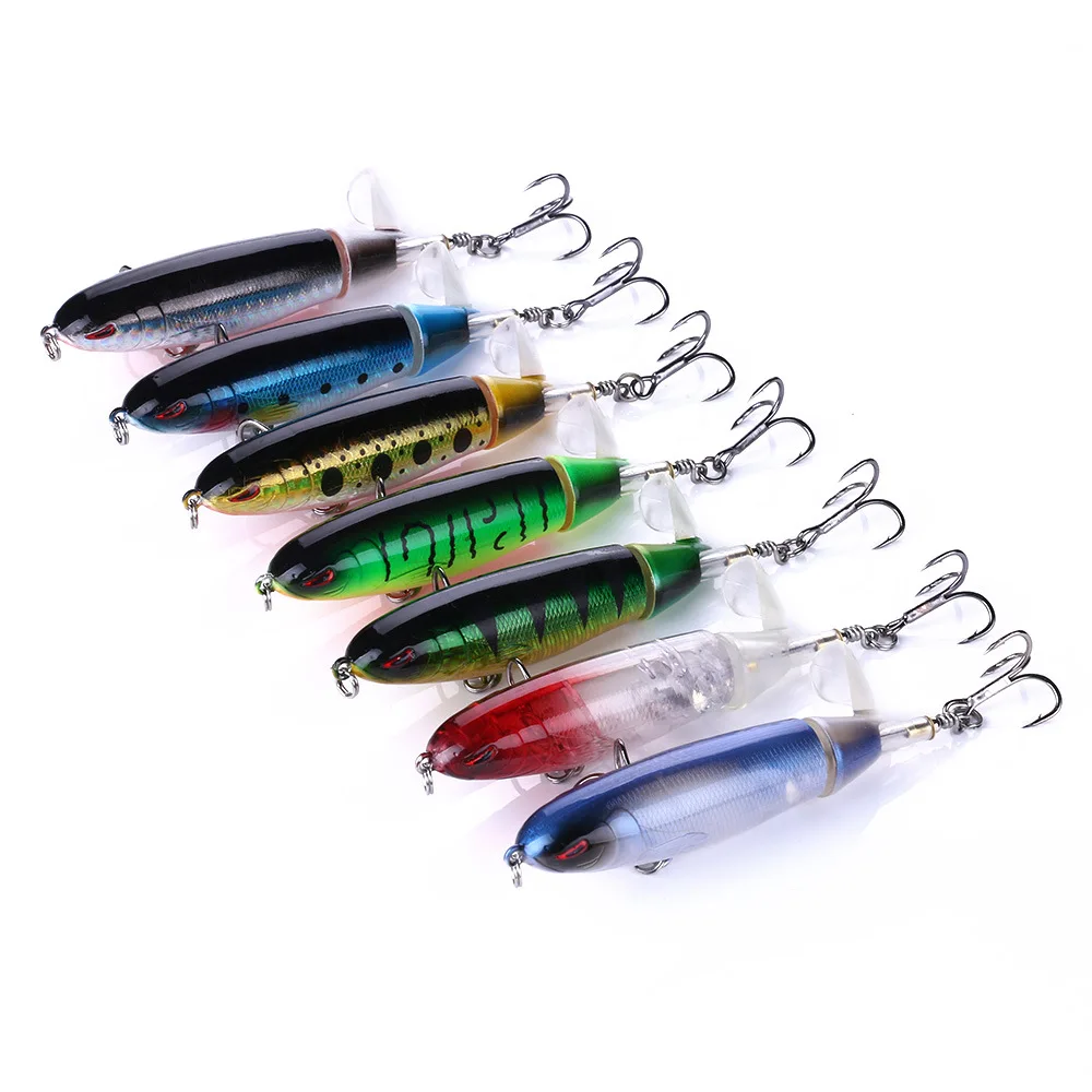  8PCS Fishing Lures Propeller Rotate soft tail 13G/10CM hard artificial bait floating water swimming