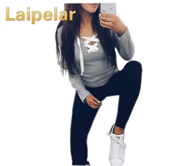 

2018 Sexy Casual Kawaii Hoodies Sweatshirts Women Fashion Long Sleeve V-neck Bandage Hoodies Shirts Casual Sexy Women Tops