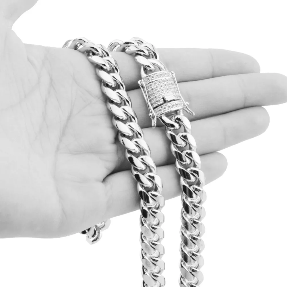 8-18MM Wide Silver Chain 7-40''