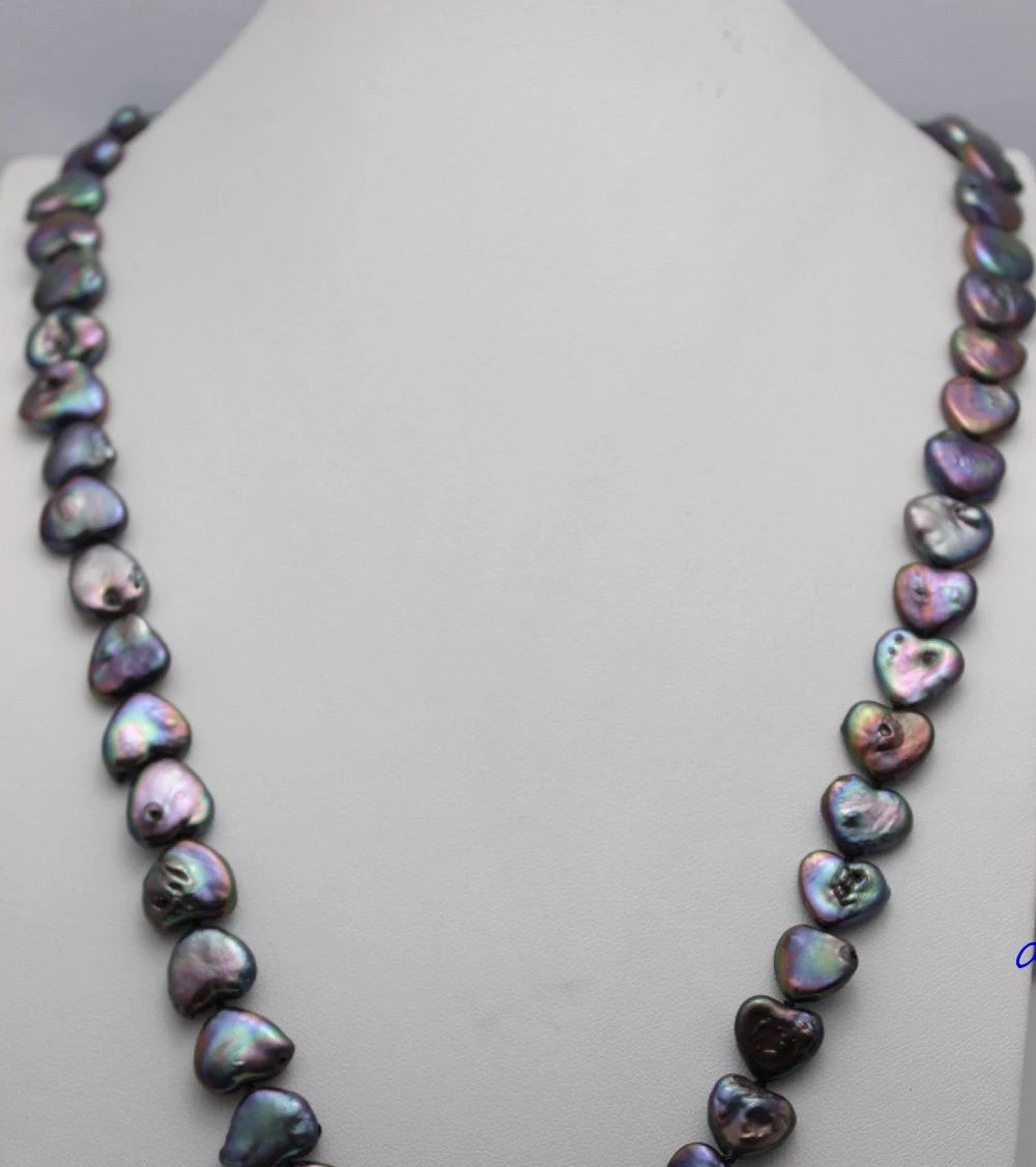 

Black Freshwater pearl long necklace 32"No Metal Strand/String"Handmade" Beauty a(5.18)