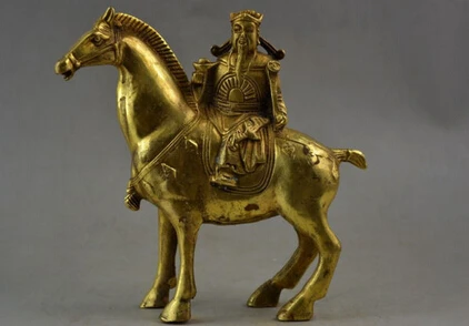 

Copper Brass CHINESE crafts Asian Elaborate Chinese Old Horse Carry God Of Wealth Immediately Get Rich Lucky Statue