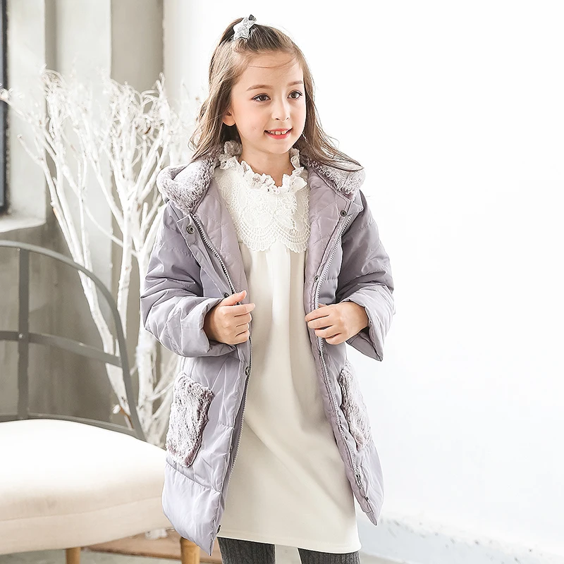 

B-17083 2019 New Fashion Winter Girl Coat Thick padded cotton Hoodie Keep Warm Jacket Child Clothing Kids Outerwear