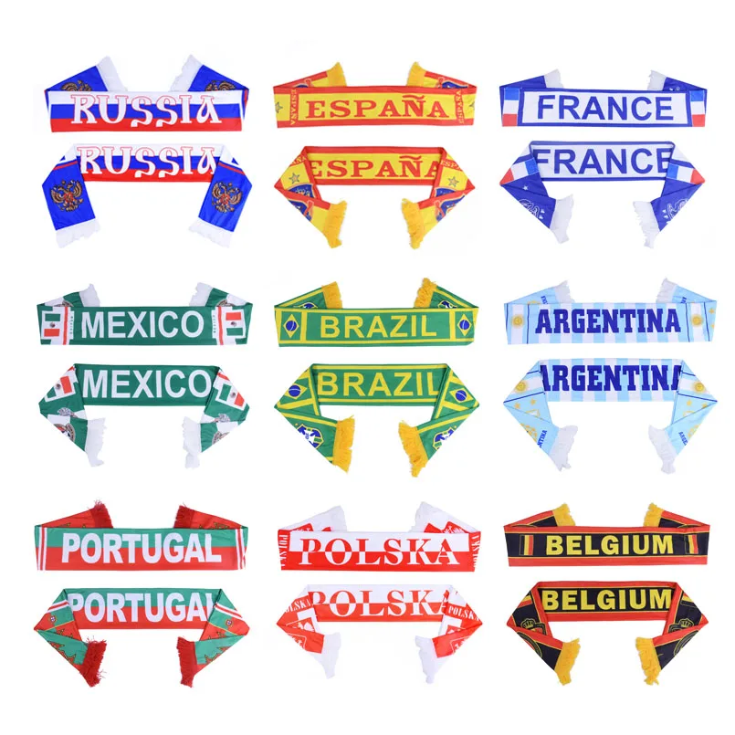 

New 2018 Russia World Cup Football Fans Scarf Of Soccer Fan Scarf 32 Football Teams Scarf Flag Banner Football Cheerleader Scarf
