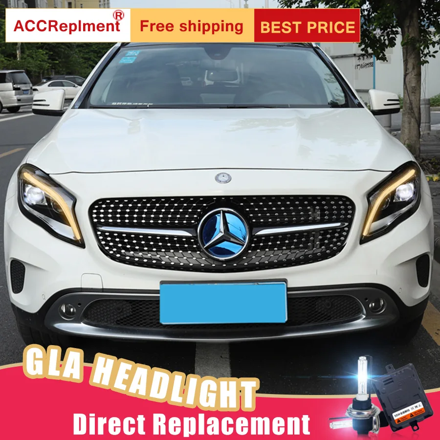 2 шт. светодиодный фары для Mercedes-Benz GLA- светодиодный автомобильный фонарь ангельские глазки полный светодиодный комплект противотуманных фар Светодиодный дневные ходовые огни