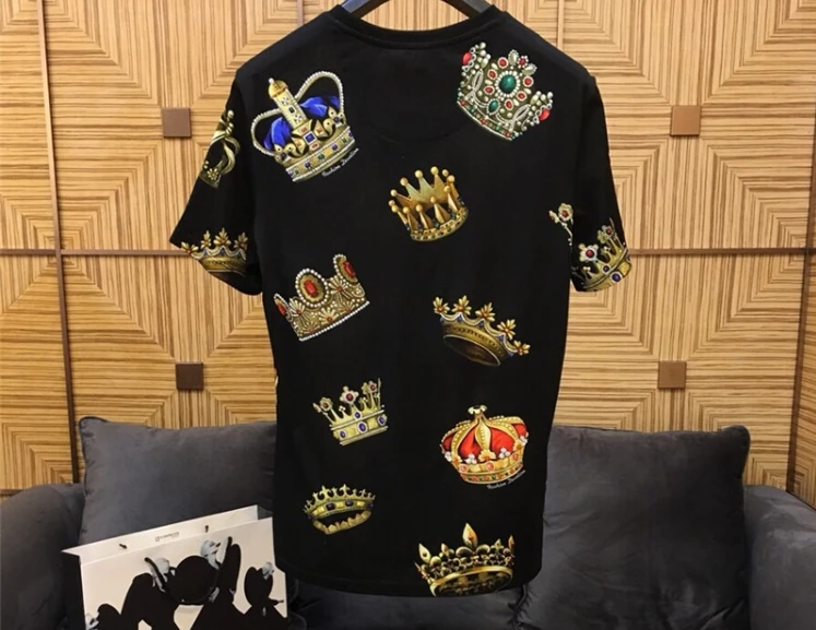 Весна 19ss новые модные футболки arrival crown с королевским принтом футболка для мужчин брендовая дизайнерская известная хлопковая футболка