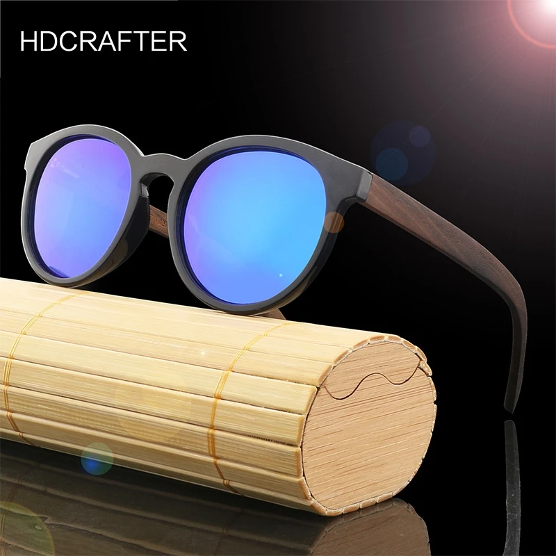 

HDCRAFTER New fashion Men Women Sun Glass Bamboo Sunglasses au Retro Vintage Wood Lens Wooden Frame Handmade 1507