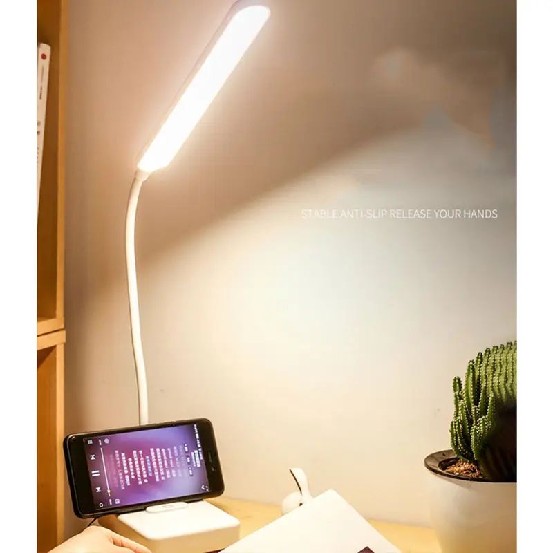 Billige USB Aufladbare LED Faltbare Schreibtisch Lampe Augenschutz Touch Dimmbare Lesen Tisch Lampe Led Licht 3 Ebene Farbe