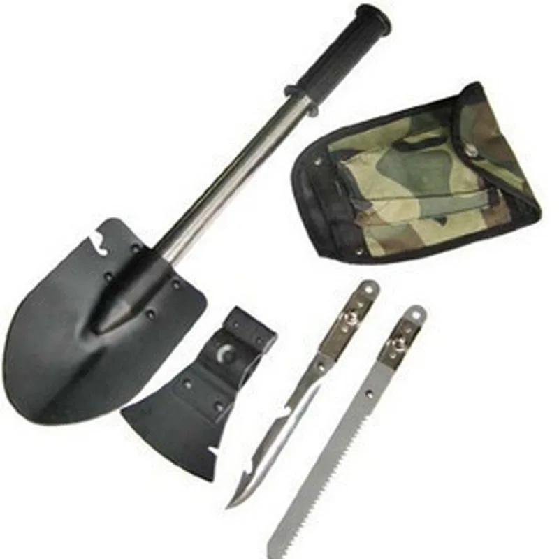 4pcs Multifunction Removable Camping Shovel Outdoor Survival Spade Axe Knife Saws Household