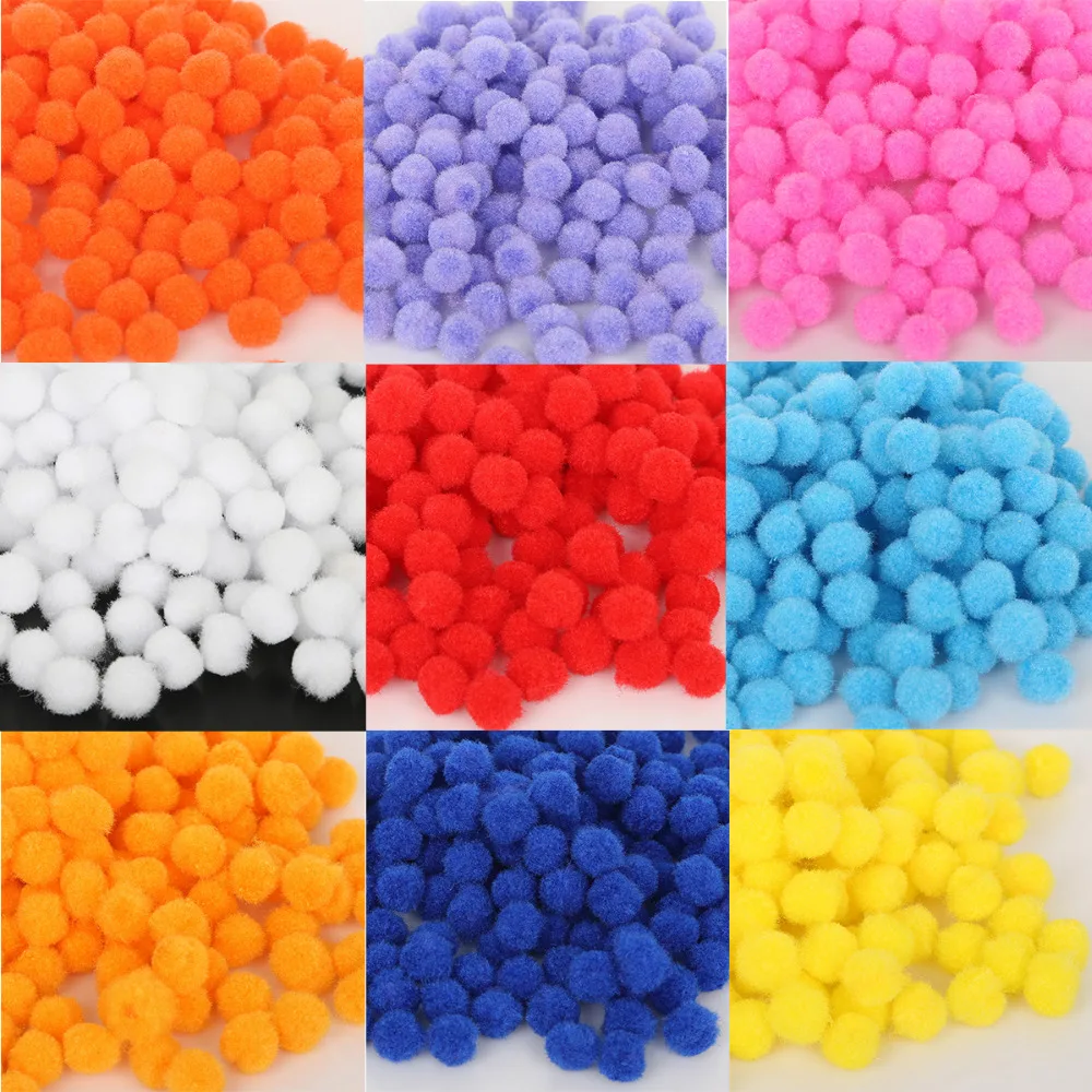 

300pcs/lot 10mm Soft Pompom Ball Fur Plush Pom Pom For Wedding Home Decoration Handcraft Kids Toys DIY Sewing on Accessories