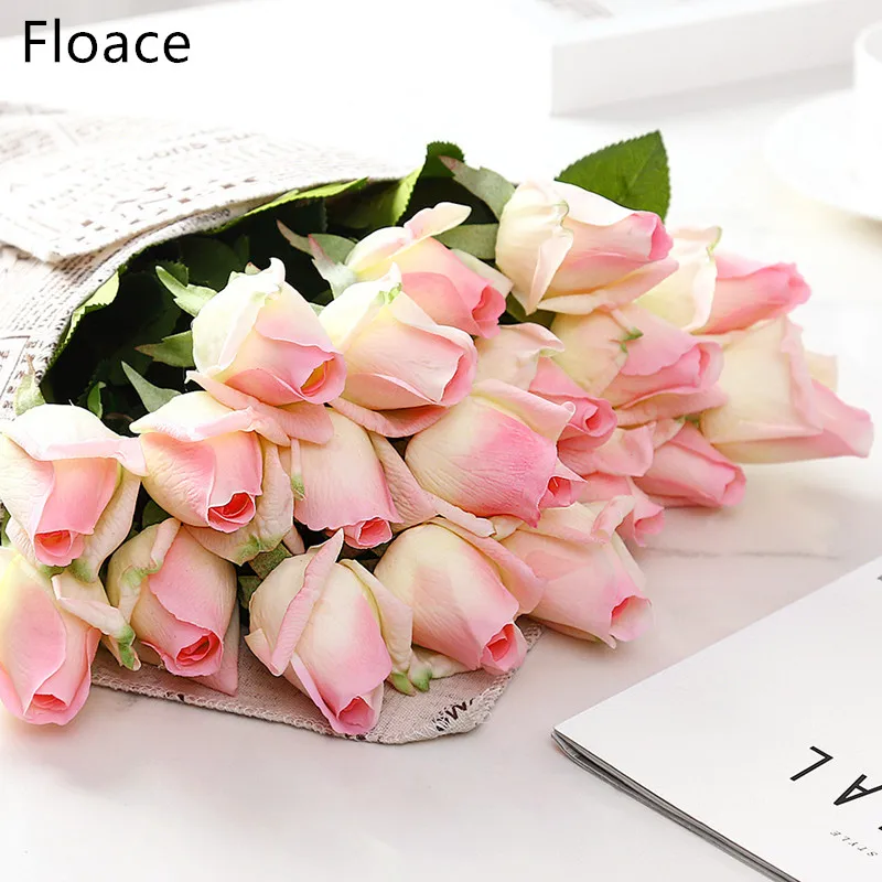 

Floace 15pcs/lot Rose flowers bouquet Royal Rose upscale artificial flowers silk rose flowers home wedding decoration