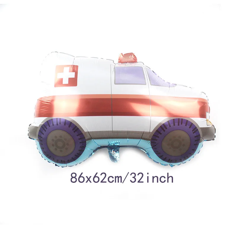Большой размер мультфильм автомобиль пожарная машина школьный автобус воздушный шар Надувное свадебное украшение игрушки дети с днем рождения воздушные шары - Цвет: L Ambulance