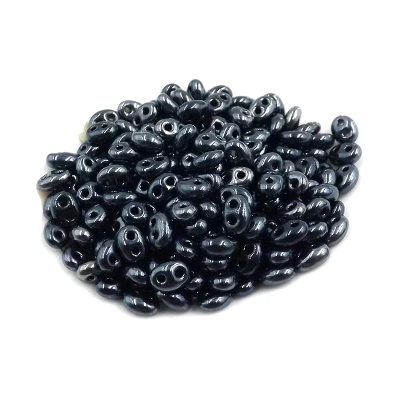 Hot new 5x2.5mm Luster Czech Glass Seed Beads Two Hole Bead 240pcs Black bile 3