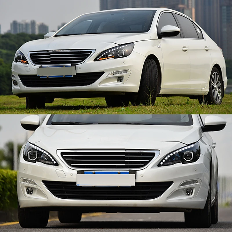 Для peugeot 408 2014 2015 2016 светодиодные фары авто дневные ходовые автомобили поворотник