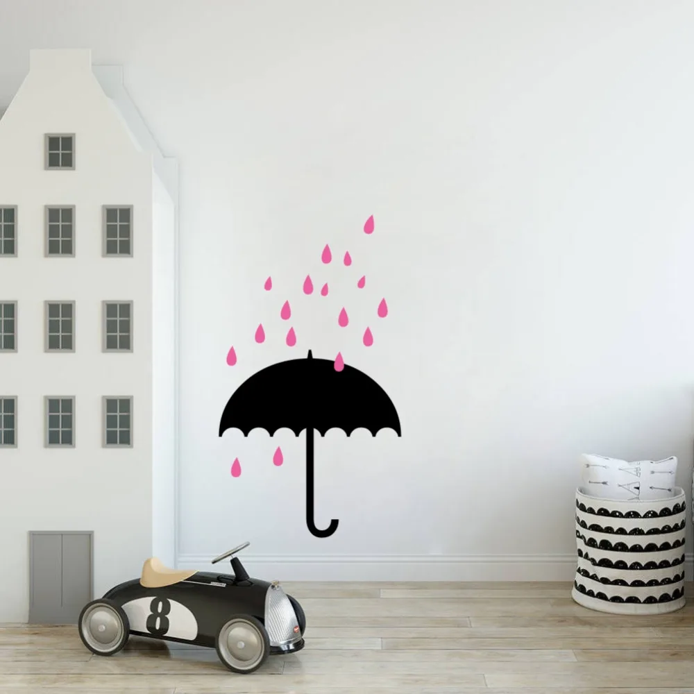 Lovely Raindrop Umbrella Pattern Wall Decal Art Vinyl Wall Sticker for