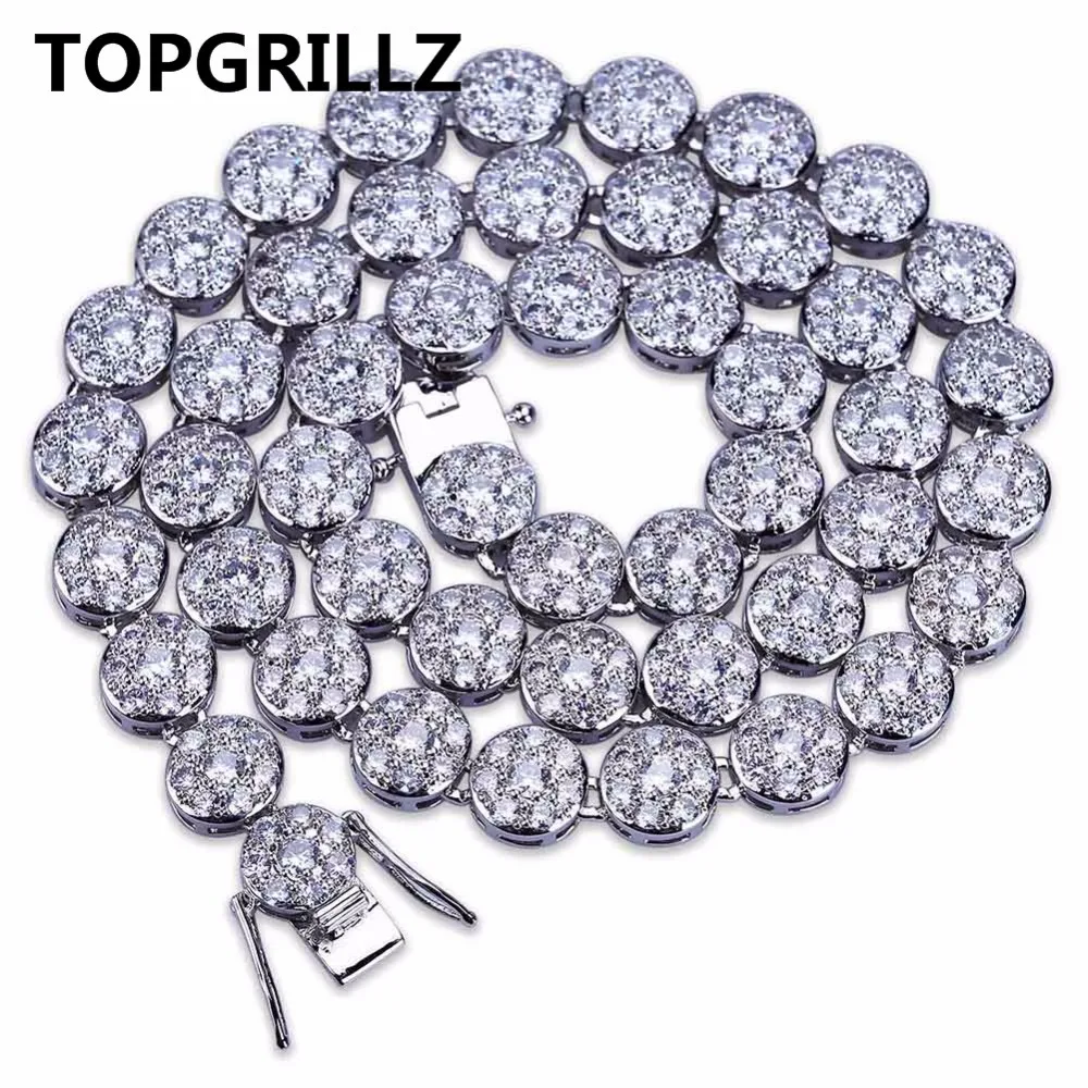TOPGRILLZ хип-хоп Мужская и женская цепочка ожерелье золотого/серебряного цвета Iced Out Micro Pave кубический циркон 10 мм круглое ожерелье s для подарков