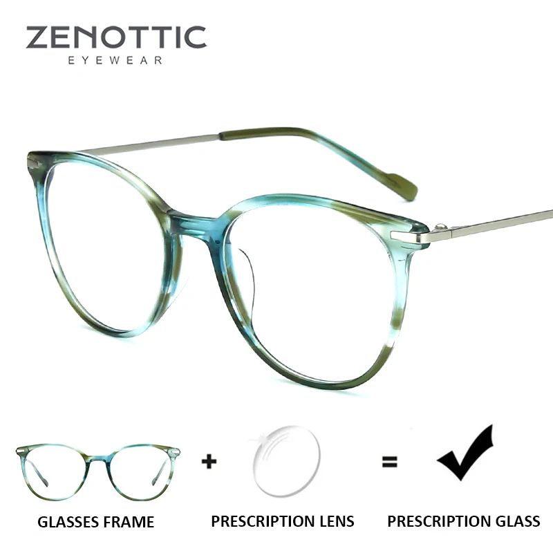

ZENOTTIC Retro Round Prescription Glasses For Women Optical Eyeglasses Myopia Hyperopia Transparent Photochromic Eyewear BT2305