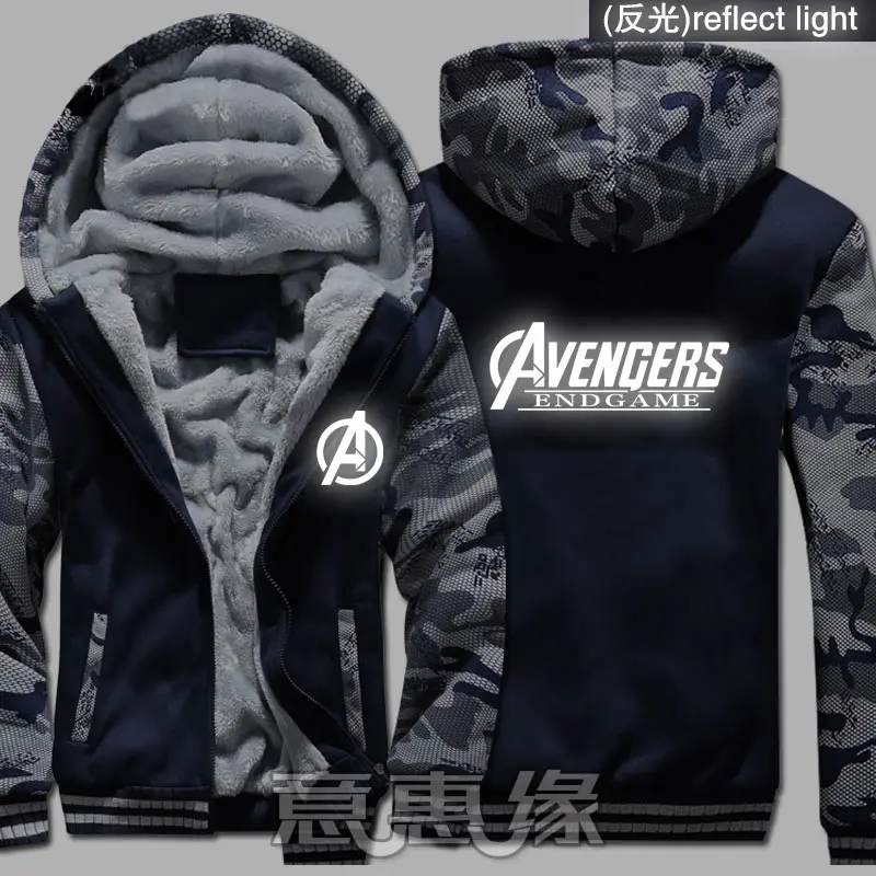

New Winter Warm Avengers 4 Endgame Quantum Realm Suit Hoodies Captain America Hooded Coat Thick Zipper unisex Jacket Sweatshirt