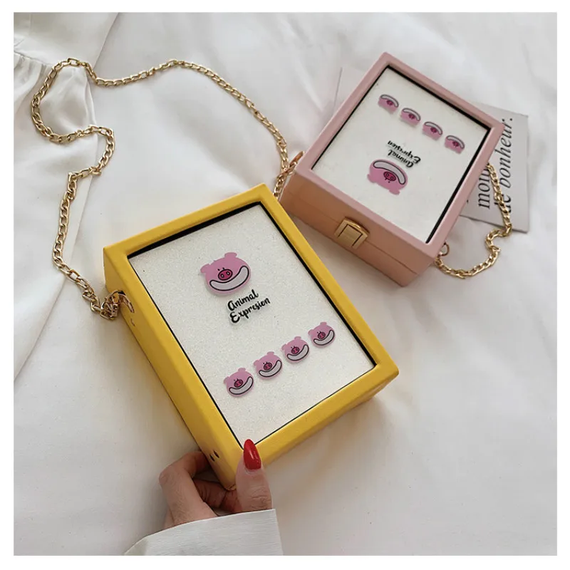 

2019 New Cute Box Shoulder Messenger Bag Small Square Women Flap Handbag Famous Brand Designer Girl Pig Print Mini Crossbody Bag