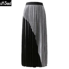 Cultiseed Женские винтажные клетчатые Лоскутные Длинные юбки, женская одежда с высокой талией, юбки для вечеринок, одежда, модные юбки