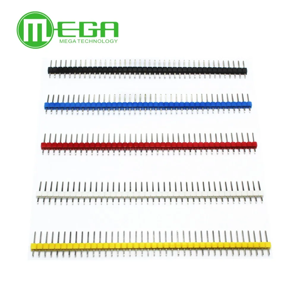 

10pcs 2.54mm Black + White + Red + Yellow + Blue Single Row Male 1X40 Pin Header Strip