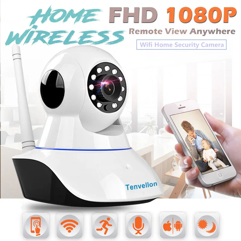 

1080P HD Wireless IP Camera 2.0MP CCTV WiFi Home Video Surveillance Camera Security Camera System Baby Monitor Pan Tilt IR