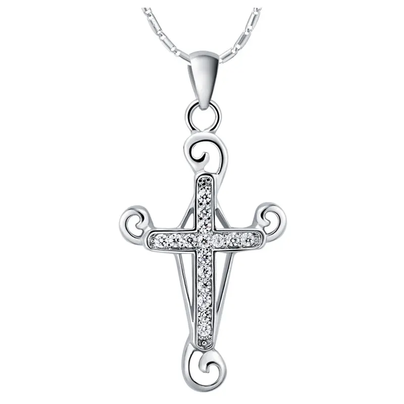 Wholesale silver fashion jewelry Christian Cross crystal pendant