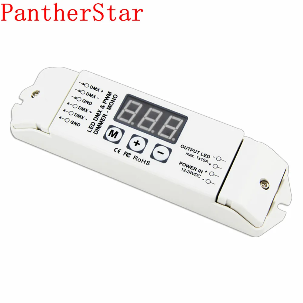 

BC-831 DC12V-24V DMX512/1990 Constant voltage Decoder output 10A*1CH PWM DMX single color Controller Dimmer For LED Lamp