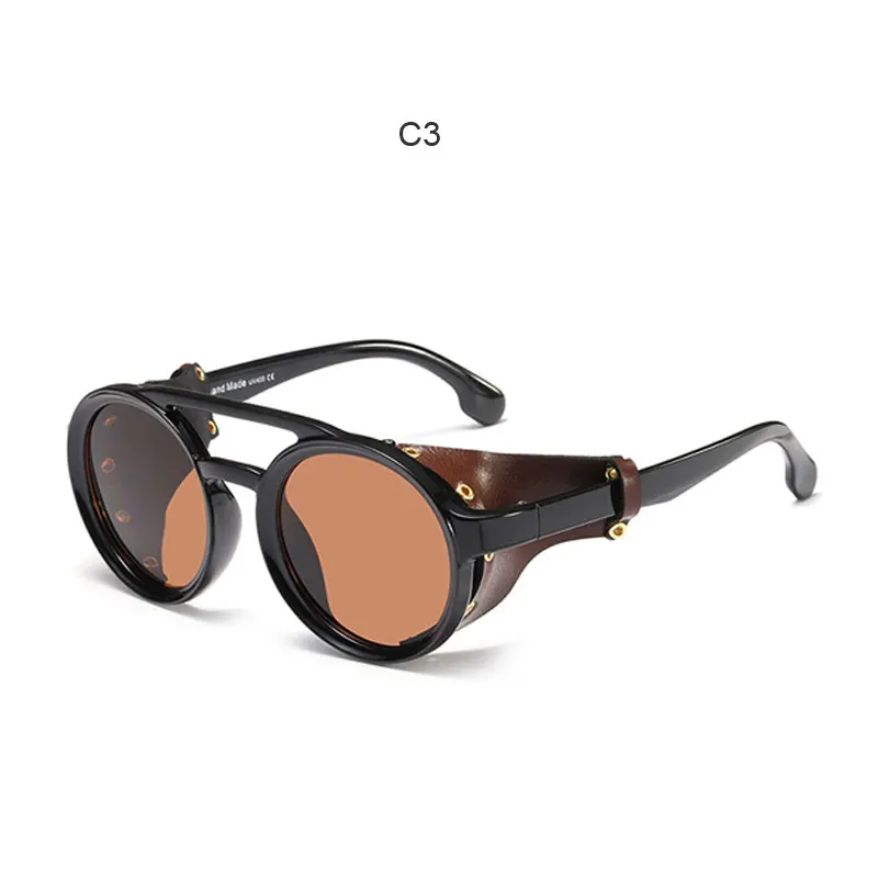 Мужские солнцезащитные очки в стиле стимпанк поляризационные женские мужские уличные женские солнцезащитные очки Брендовые зеркальные дизайнерские очки Oculos De Sol UV400 - Цвет линз: C2