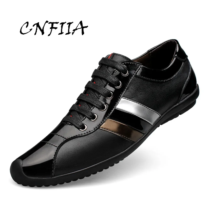 

CNFIIA Fashion Sneakers Men Black Shoes Male Genuine Leather Shoes Flat Shoes Men Casual Sneaker Big Size 45 46 47 Casual 2018