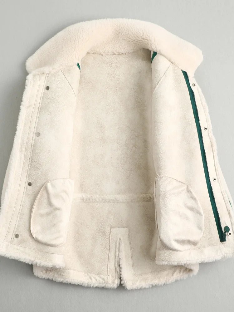 AYUNSUE, пальто с натуральным мехом, Женская куртка, Осень-зима, Женская куртка из натуральной шерсти, пальто из овечьей шерсти, корейские куртки Abrigo Mujer MY3583