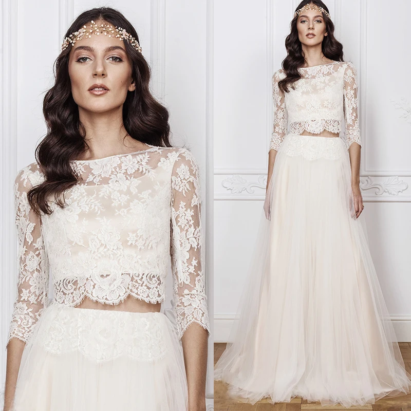 

2017 sexy see through back thermal imager strapon features closure a-line lace cheap wedding dress with three quarter sleeve