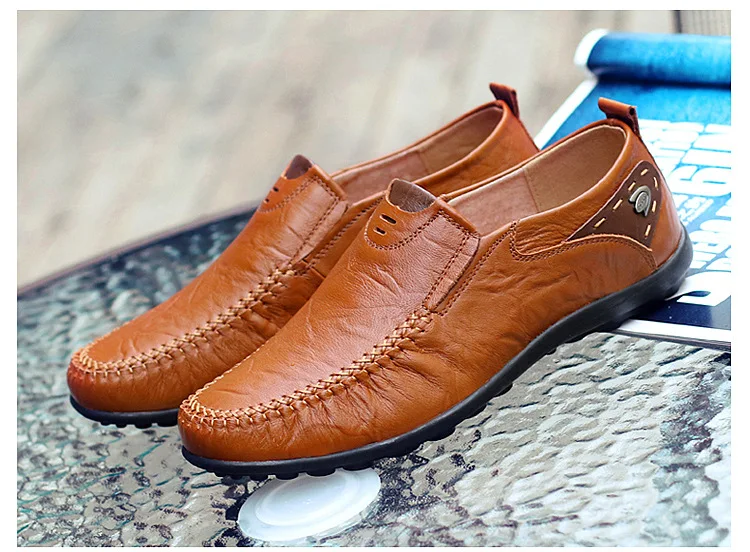Leather shoes men lazy doug soft bottom leisure men's shoes slip-on shoes men loafers men fashion shoes