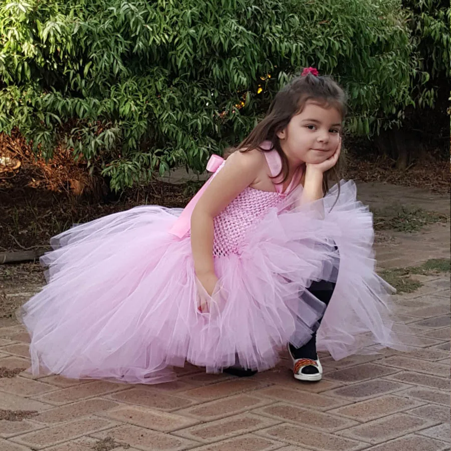 Gorgeous Light Pink Girls Tutu Dress for Photo Shoot Birthday Party Wedding Kids Dress up Costume Pink Fancy Ball Gown (4)