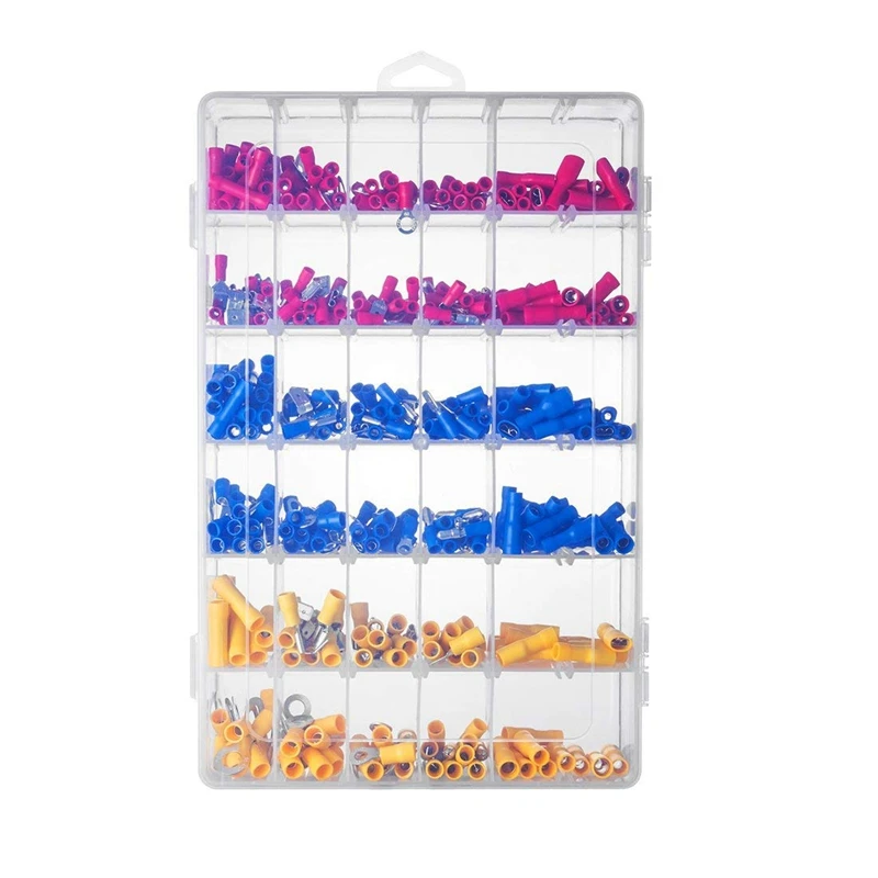 480Pcs Terminals Connector Spade Set Assorted Insulated Electrical Wiring Wire Terminal Crimp Connector Kit Butt Spade Sets 2